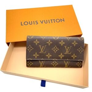 Auth Louis Vuitton Monogram wallet Credit check book W/Box